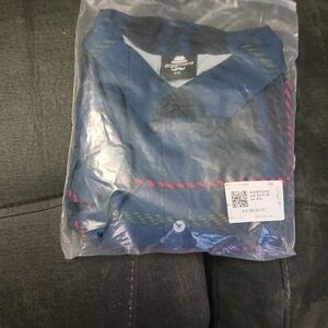 Men's button up short sleeve blue shirt